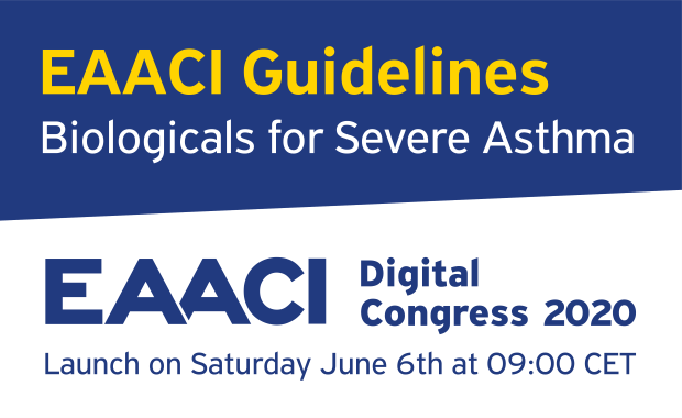 Do not miss the launch of the #EAACI Guidelines for the use of biologicals in patients with severe asthma at #EAACI2020 on June 6, 9:00 CET. A powerful tool available for the treatment of these complex cases. #severeasthma #biologicals 
📢 Register now! bit.ly/2WouAGN