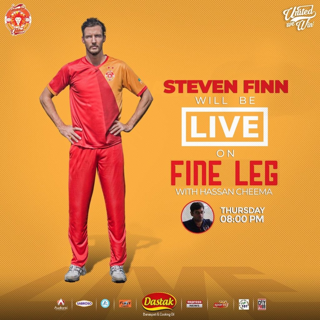IsbUnited's tweet photo. .@finnysteve will be live in the eighth episode of Fine Leg with @mediagag at 8:00 PM, on Thursday.

Send us your questions in the comments section below.

#FineLeg #UnitedWeWin https://t.co/R3dGiRwo8R