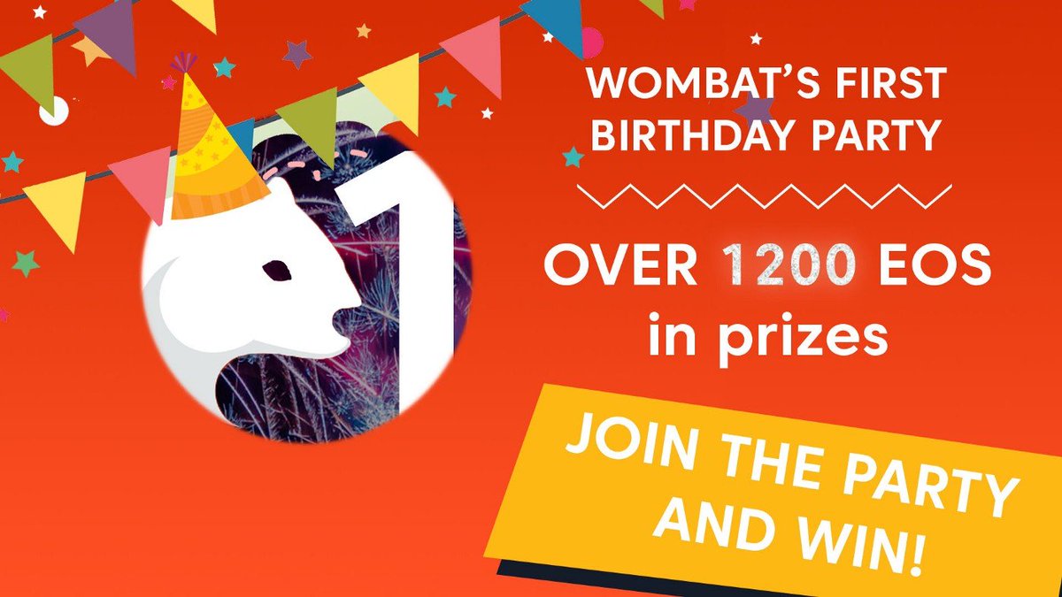 adoptwombat's tweet photo. Big news, everyone — we're about to turn 1 year old very soon! 🥳🎉
Starting this Friday, we will host a grand 10 Days Party & give over 1200 $EOS as presents to our guests 😉
👉More in our blog: https://t.co/2TD24Zfl9l https://t.co/9pUc12mgNe