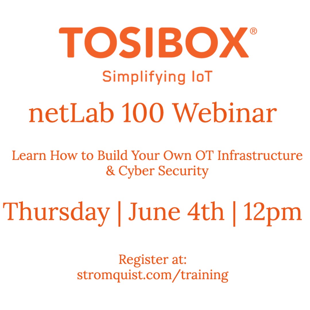 Want to learn a new skill to enable business models and infrastructure? Join this free webinar on June 4th at 12PM to learn how to create secure, large-scale OT networks in minutes for cybersecurity, remote maintenance, &amp; data acquisition. 

Register at: stromquist.com/training