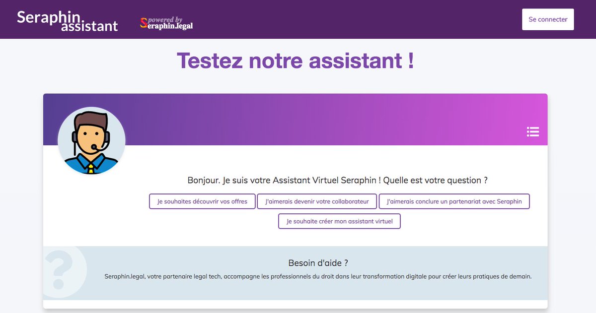 SeraphinLegal's tweet image. Le @RNIBarreaux soutient la transformation digitale des #avocats et les invite à tester des outils numériques. 

✨Notre Assistant Virtuel juridique #legalbot - Seraphin Assistant - sélectionné dans la catégorie #chatbot

👩‍💻Découvrez ses fonctionnalités 👇assistant.seraphin.legal