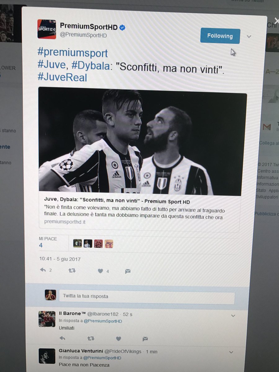 conte_negroni's tweet photo. Amarcord de #IlSistema sulla magnifica sconfitta della j**e a #Cardiff
Sconfitti ma non vinti. By Dybala
#gdm #Leg7nd #IlSistema https://t.co/U7ibgxmkAC