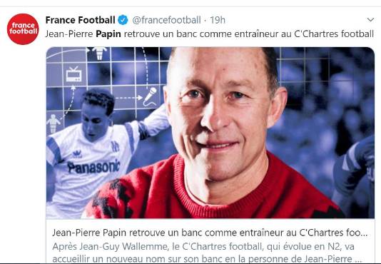 [Football / National 2] Un Ballon d'or entraîneur à Chartres : l'arrivée de Jean-Pierre Papin fait réagir les internautes ! lechorepublicain.fr/chartres-28000…
