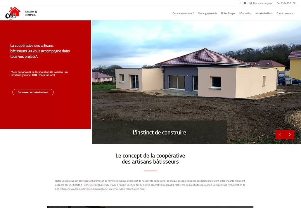 Leplusduweb's tweet image. Nouvelle réalisation de site internet sur mesure . La coopérative des artisans bâtisseurs 90 cab90.fr