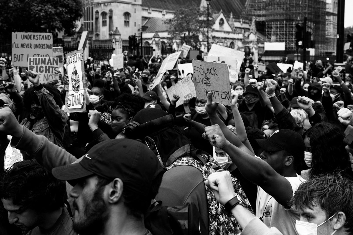 London’s  #BlackLivesMattter protest arrived in Westminster this afternoon. Thousands of young Brits came out to express their anger about George Floyd. All peaceful with the police calmly watching on.  https://www.instagram.com/sebastianepayne&nbsp;