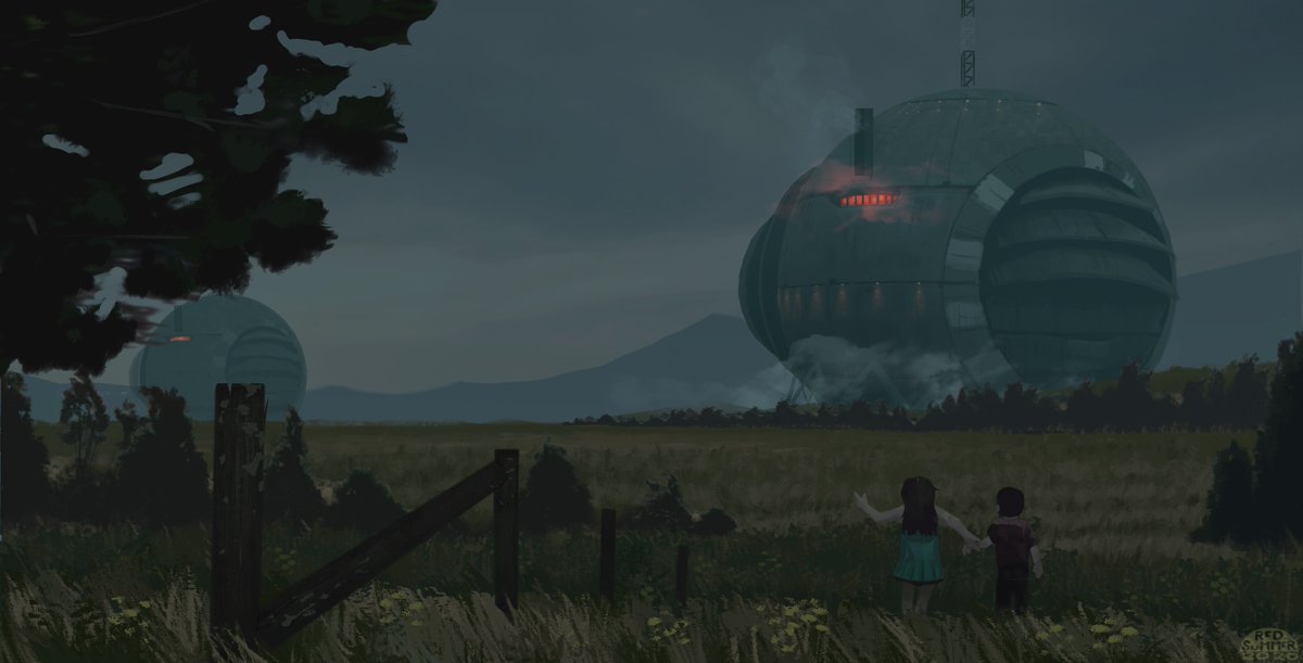 Here's a fan piece I did of @simonstalenhag's book The Electric State. The sense of scale and mystique that Simon is able to convey throughout his work is astonishing. I hope that I was able to capture even a fraction of that!

#fanart #conceptart #scifi #TheElectricState