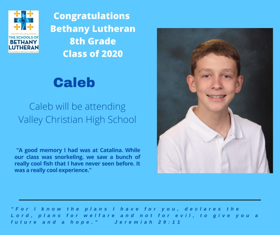 BethanyBearsLB's tweet photo. Congratulations Caleb!  Another 8th grade graduate, Class of 2020. #Meetourgraduates  #BethanyBears https://t.co/ax1arJ21je