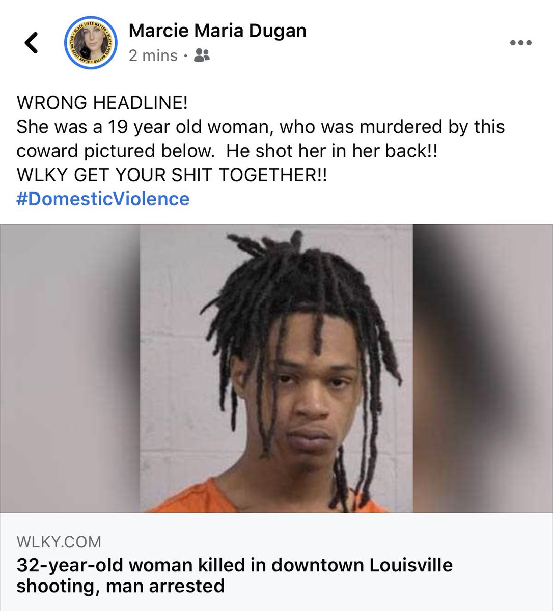 MarcieMariaB's tweet photo. @WLKY GET YOUR SHOT TOGETHER NOW PLEASE!!!! 
WRONG HEADLINE!!! THIS IS HOW PEOPLE GET THE WRONG STORY!!! BE BETTER THAN THIS!!  
SAY HER NAME! 
#KarlieghMiller #DomesticViolenceExists https://t.co/y6ENC4kWhK
