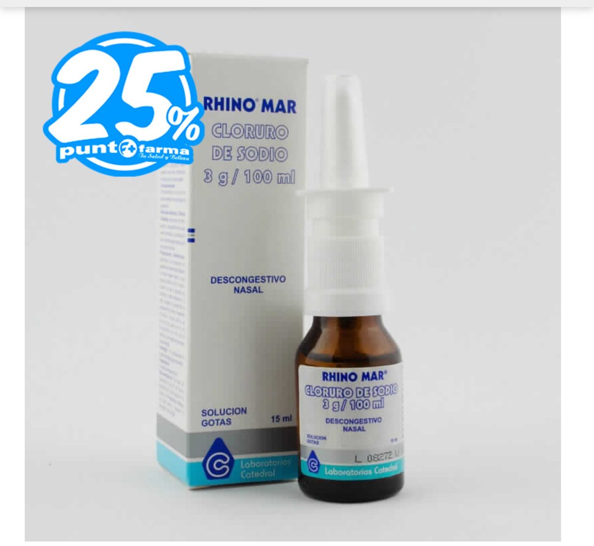 Rhino Mar Cloruro de Sodio 3 g/100 mL - Solución Gotas Spray Nasal de 15 mL