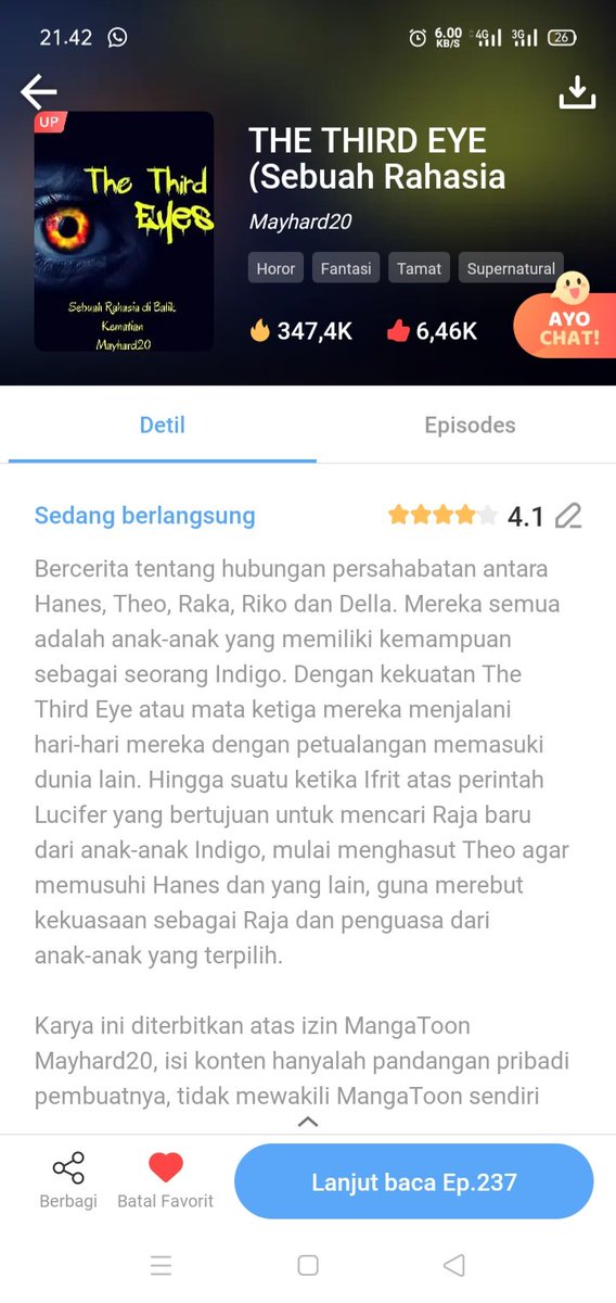 mayhard_20's tweet photo. Novel Update
The Third Eye
Part 237
Pertunjukan Gourmet #2

Genre: Horor, Fantasi &amp; Misteri
Link:  https://t.co/rk8MsFoVNt

Tersedia di aplikasi Noveltoon (Ios/Android)
#horor 
#bacahoror 
#CeritaSeram 
#CeritaHantu 
#noveltoon 
#misteri https://t.co/Ca5ih4BsOo