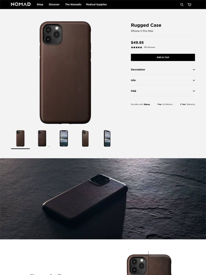 ecommlove's tweet photo. 🛒#eCommerce design inspiration from @nomadgoods 

Love the reveal slider that shows the phone case over time 👌

🔗https://t.co/phkd8CGTkt https://t.co/ZDGxVA7pLQ