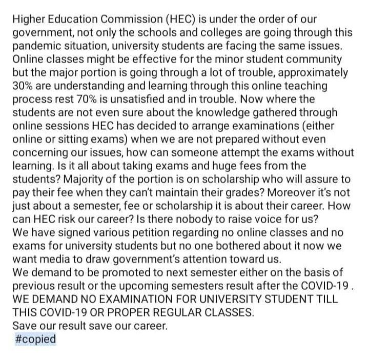 Hamza92461863's tweet photo. #HEC #cancelexams #CancelExamsPromoteStudents #wewantsemesterpromotion https://t.co/4wB3KpkAKR