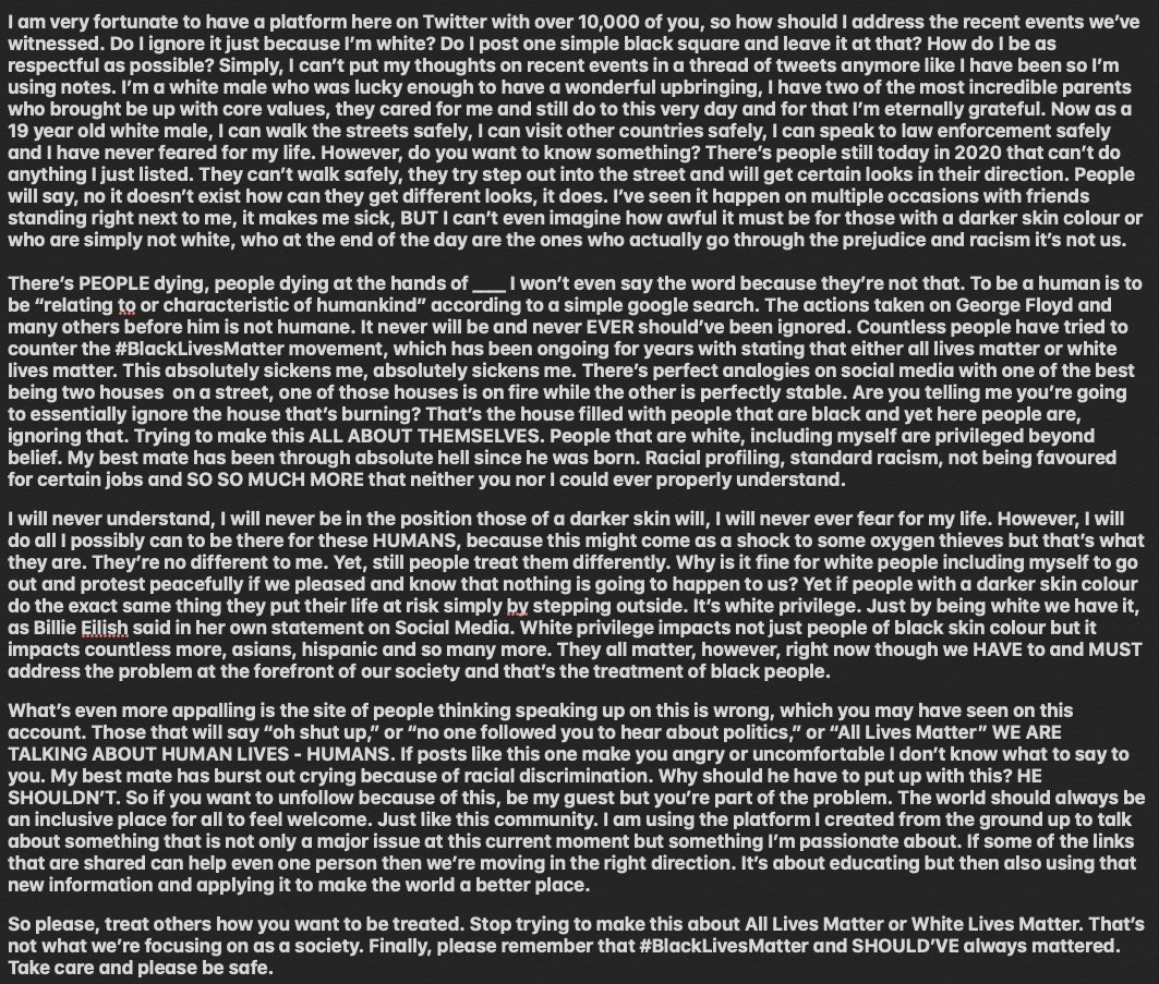DjsAviation's tweet photo. A message on #BlackLivesMatter - Please read it and take it in. https://t.co/iUaDLiY2QH