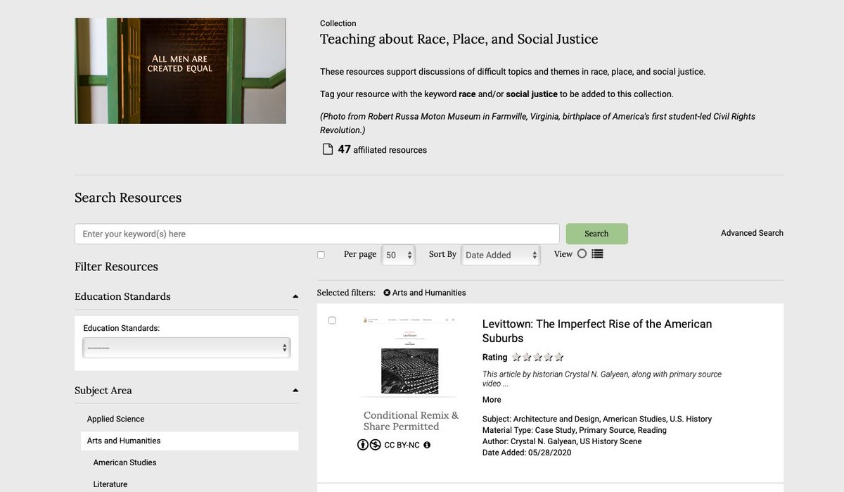 NHCEducation's tweet photo. Find resources that support discussions of difficult topics in this curated Collection: Teaching about Race, Place, and Social Justice. Free membership for educators, scholars, parents, and the public.
#humanitiesinclass #edchat #sschat #OER
https://t.co/vA379OkqWL https://t.co/l86eAat5ct