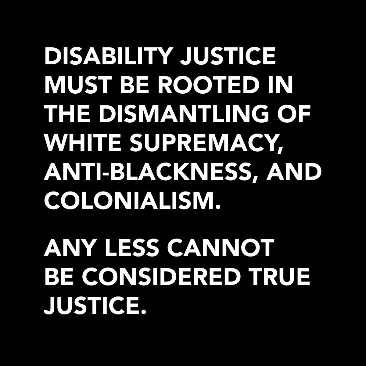 Disability justice must be rooted in the dismantling of white supremacy, anti-blackness and colonialism. Any less cannot be considered true justice. 

Tangled Art + Disability has donated funds and is sharing resources for our community:
tangledarts.org/miscellaneous/…

#BlackLivesMatter
