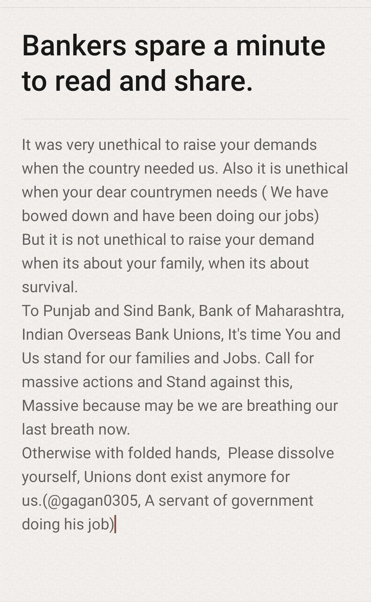 Gagan0305's tweet image. #SavePSU #SavePSB #Stopprivatisation @idesibanda @Arya_Star12 @Saranshsrv @munshi1857  @Batman_Banker @AnuragChandraa @baujidesi @Bankers_United