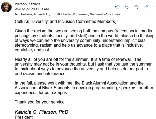I am proud that <a href="/ECUTigerUpdates/">East Central University</a> is searching for ways to make East Central University more equitable and diverse. If you have ideas to support African American diversity at ECU please pass them to me. #BlackLivesMatter