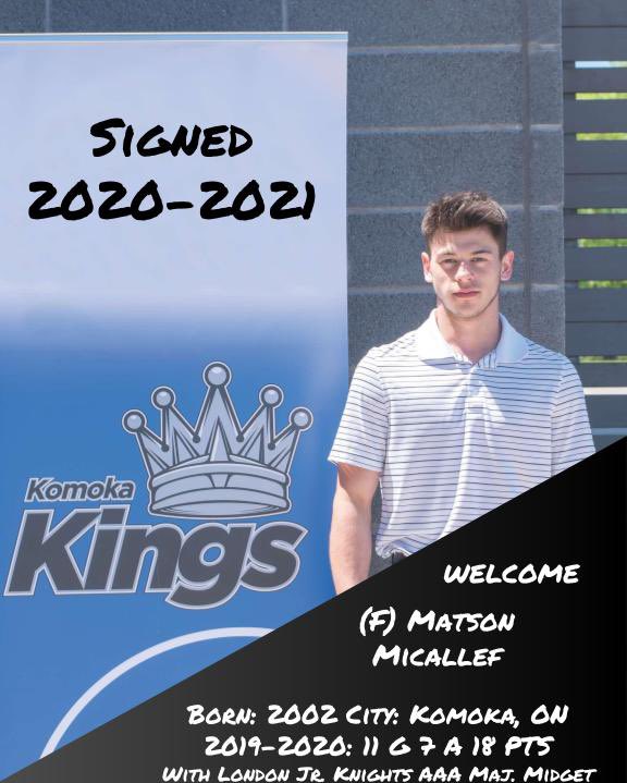 KomokaKings's tweet photo. The Komoka Kings are pleased to announce our first signings of the 2020 offseason! Welcome to the organization guys! 

For more details check: https://t.co/nYyyb52uRc

@LJKMinorHockey https://t.co/rQSVkTAMZz