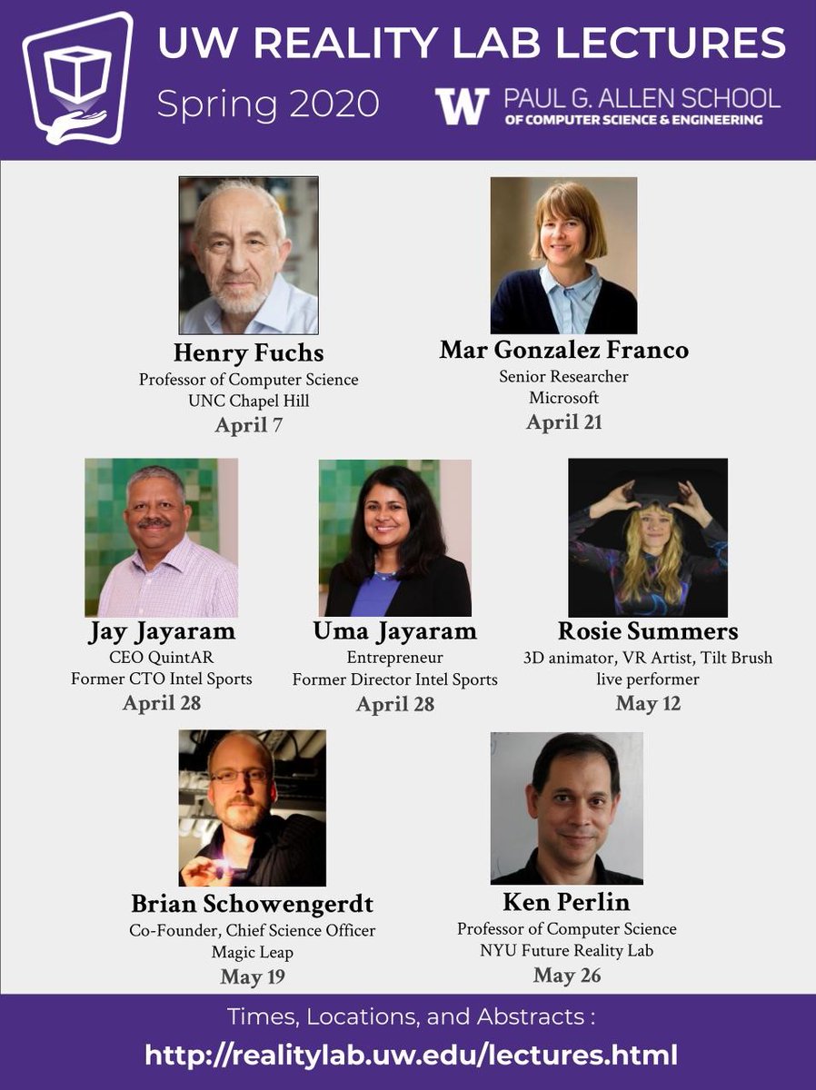 UwRealityLab's tweet photo. Our lecture series had to happen without the general public this season, BUT we recorded them all and are editing them for YouTube. Thanks to all our great speakers, researchers, and production team for doing this under very different circumstances!
#RealityLabLectures #UWAllen https://t.co/lWlUkjhNr9