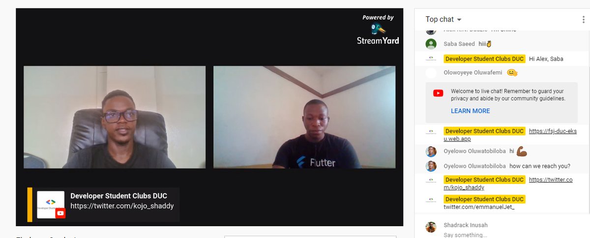 gdsc_duc's tweet photo. #FirebaseStudyJam just ended and it was really awesome. Thanks to all who made it.
Video available on YouTube: https://t.co/RjM24Er84t

#DeveloperStudentClubs #DSCSSA #DSCDUC #DSCEKSU
@auwalms @EricaKHanson @aniediudo https://t.co/s7y7nc2B9T