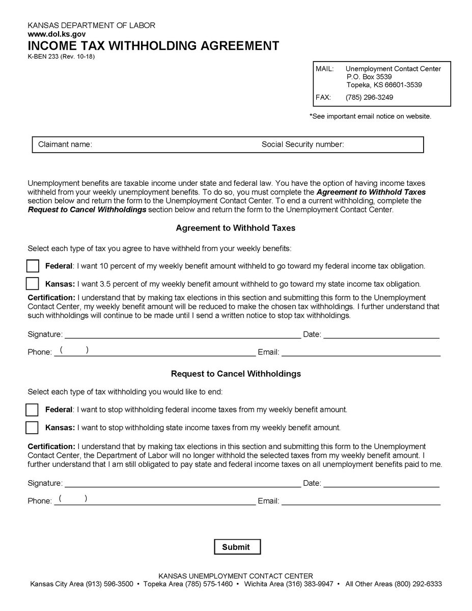 Kansas Department Of Labor Sur Twitter You Can Use This Same Form To Stop Withholding Taxes As Well Just Make Sure You Fill Out The Appropriate Section Ksdol Ksworks Ksleg 3 3