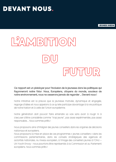 Jeunes_IHEDN's tweet photo. [#DevantNous🚀] J+7 après la sortie de notre rapport, fruit d'une réflexion collective sur la crise que nous vivons. 

Il en résulte 32 ambitions pour le futur &amp; un plaidoyer pour l'inclusion de la #jeunesse dans les politiques qui façonneront notre avenir. Nous sommes prêts ! https://t.co/yZAqkJxbFG
