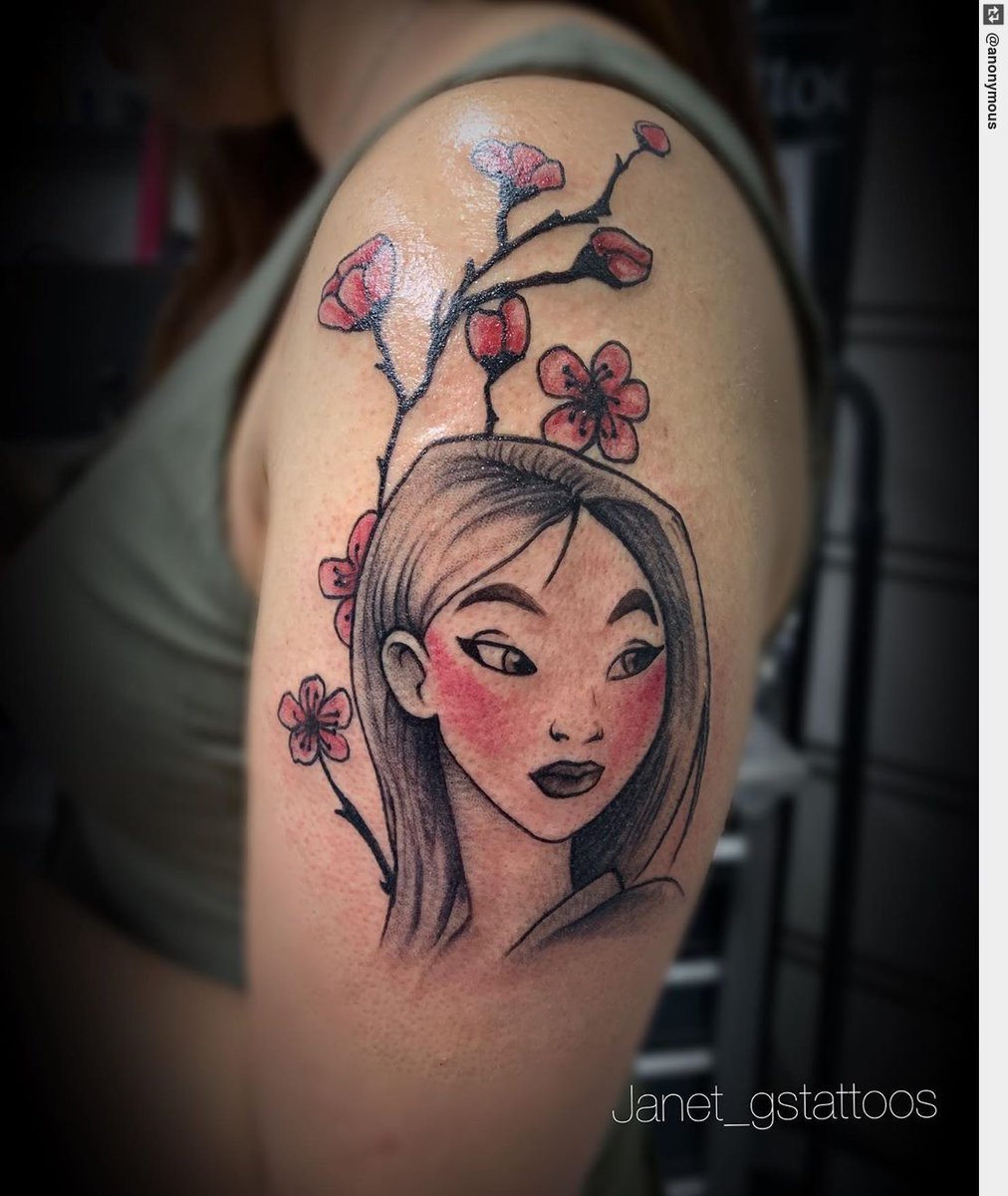 Tonight's piece. #mulan #sleeveinprogress #cherryblossom #tattooist #tattoo  #inked #ink #tattooart #tattoos #tattoodesign, image size:1012x1200