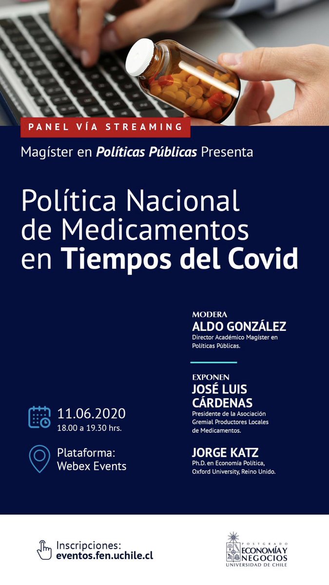 Prolmed's tweet photo. Nuestro presidente @PepoCardenasT estará la próxima semana en este interesante panel organizado la @fenuchile, moderado por @aldogonzal. ¿Qué rol juega la producción nacional de medicamentos? Inscripciones: https://t.co/ZgBNRakoKo https://t.co/8POWtaa5jj