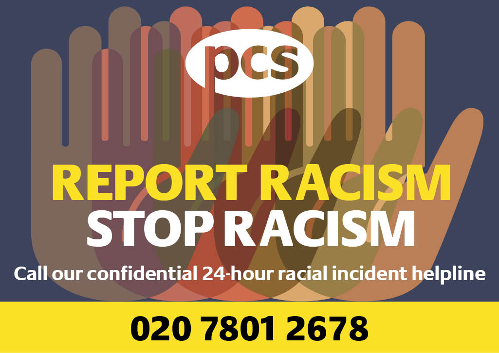pcs_union's tweet photo. #PCS has a dedicated, confidential 2️⃣4️⃣-hour racial incident helpline ☎️ – 0️⃣2️⃣0️⃣ 7️⃣8️⃣0️⃣1️⃣ 2️⃣6️⃣7️⃣8️⃣ – for members to report incidents of #racism they have suffered at work. https://t.co/ICgDRMsYrU     #PCScallsoutracism https://t.co/gjD6KCnB4z