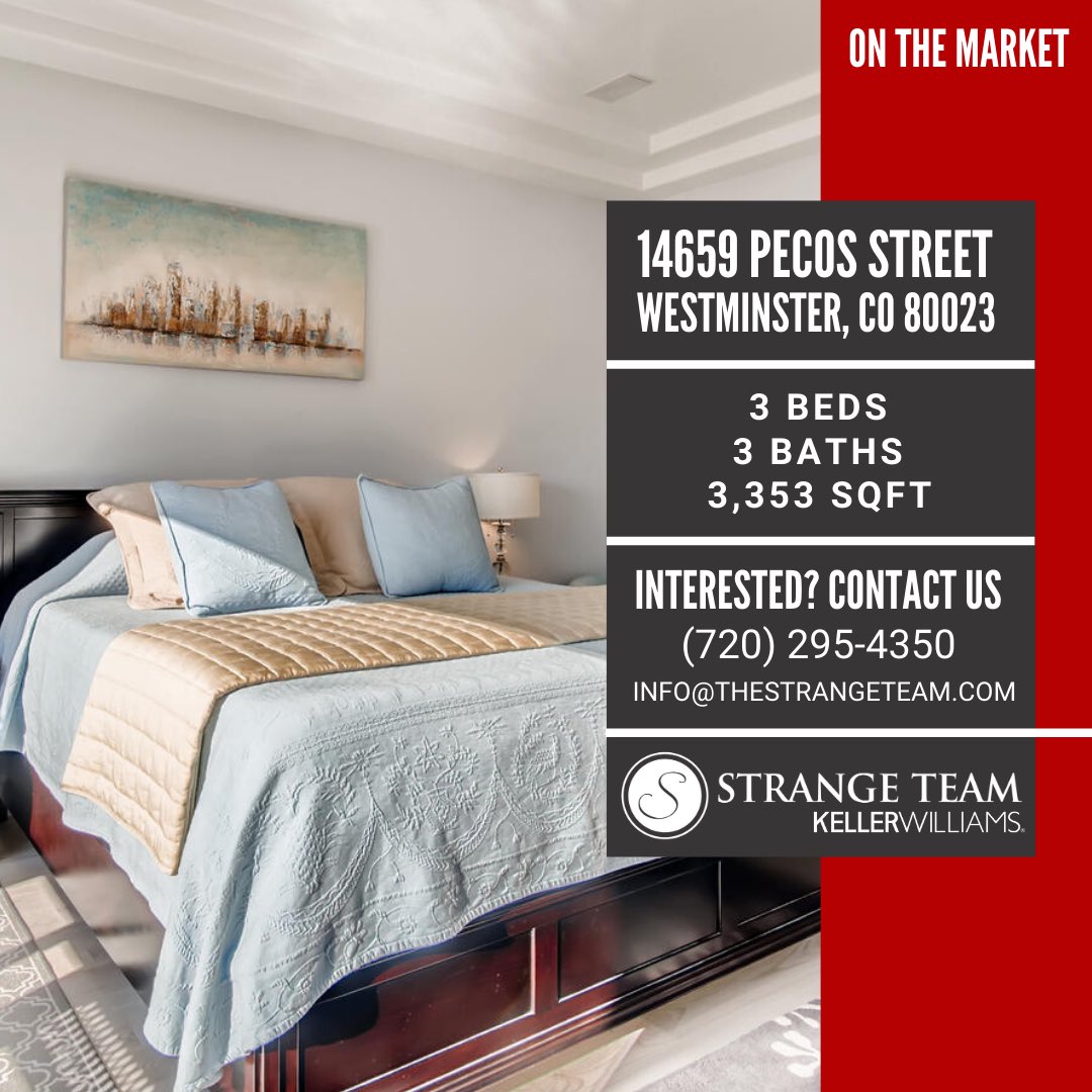 AlanStrange's tweet image. Have you had the chance to take a look at our recent listing? 🤔 14659 Pecos Street, Westminster, CO 80023

View this listing: seedenverhomelistings.com/homes/co/westm…
-
Interested? Give us a call at (720) 295-4350 or shoot us an email at info@thestrangeteam.com