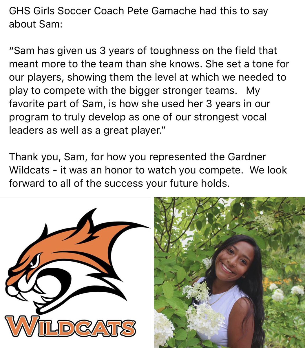 GHSAthletics4's tweet photo. Class of 2020 Senior Student Athlete Profile - 

Sam Sierra 

Sam played three years of soccer, two years of field hockey, three years of indoor track, and three years of outdoor track.  This Fall, Sam will join the Air Force. https://t.co/7CQeYTdYRa