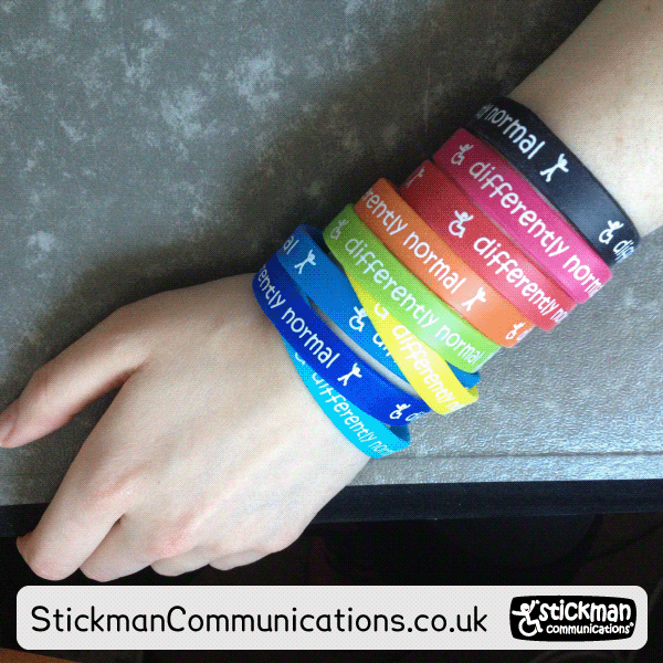 stickmancrips's tweet photo. Happy Wrists! :D I love these #DifferentlyNormal wristbands. Disability doesn't mean less, but it does mean that my normal is very different to an average person's normal. It's differently normal! (from https://t.co/q7CKq3TOfi ) https://t.co/CxrSlk3vHc