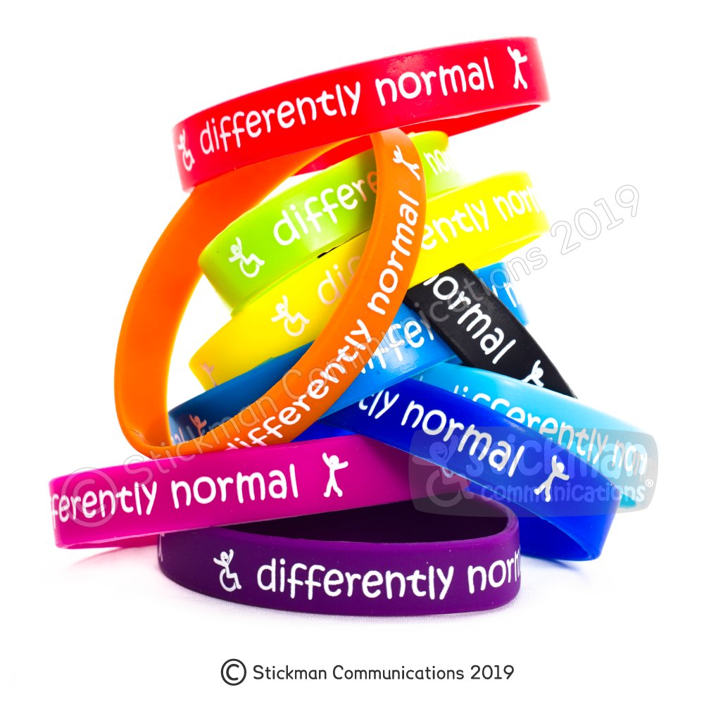 stickmancrips's tweet photo. Happy Wrists! :D I love these #DifferentlyNormal wristbands. Disability doesn't mean less, but it does mean that my normal is very different to an average person's normal. It's differently normal! (from https://t.co/q7CKq3TOfi ) https://t.co/CxrSlk3vHc