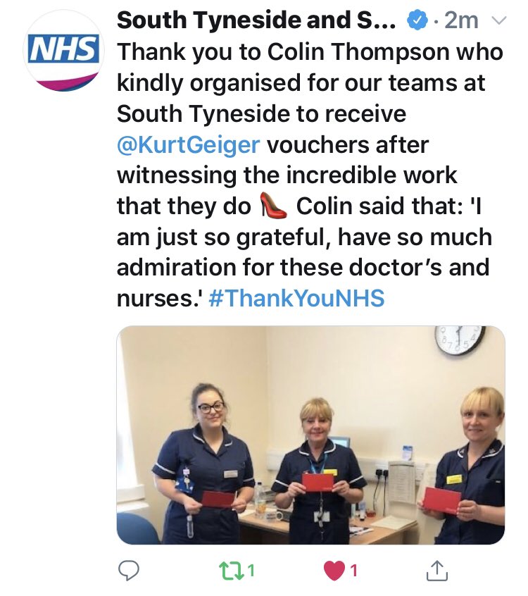 So proud to have donated these 100 vouchers to the staff of ITU looking after COVID patience and the staff at ward 5 with the help of 🌈 🌈 🌈 <a href="/KurtGeiger/">Kurt Geiger</a> 🌈 🌈 🌈