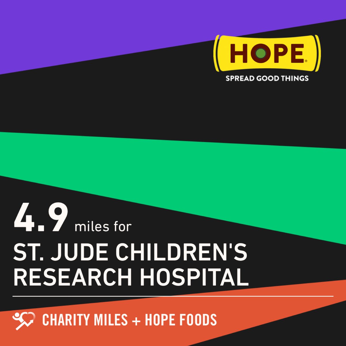 RustysKid's tweet image. 4.9 @CharityMiles for @StJude. Thx @HopeHummus for sponsoring me! #SpreadHope #JBugStrong