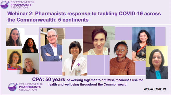 CW_Pharmacists's tweet photo. Looking forward to discussing the pharmacy response to #COVID19 from around the #Commonwealth tomorrow with this great line up spanning 5 continents. Register here to join us: https://t.co/pJGT5f40gr #HowIFightCovid19 #CwPAMS https://t.co/2ENsTuUhyr