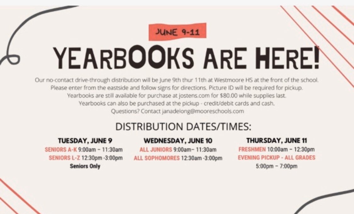 Westmoore Yearbooks are here!! Distribution will take place next week!