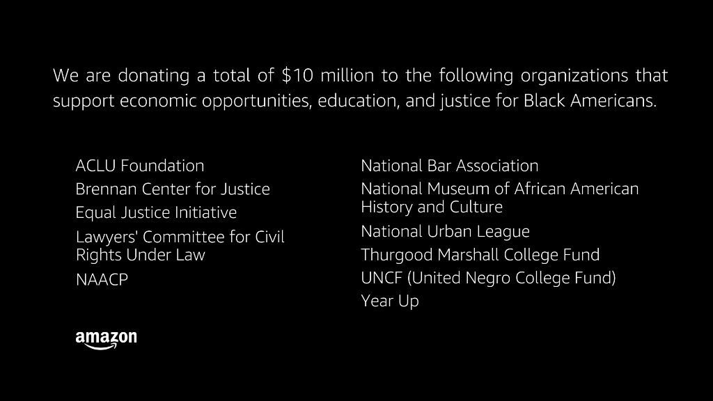 Amazon Black Lives Matter pledge