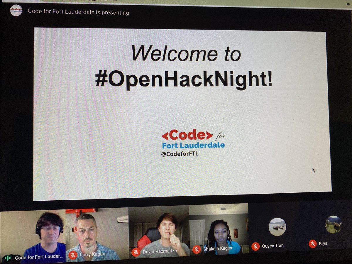CodeForBroward's tweet image. Kicking off #OpenHackNight with @shakeiakegler of @Govlia_ and @iamkrysttian of @drivefine! Starting off with a moment of silence supporting #GeorgeFloyd and those lost by police violence. #codeforftl #codeformiami