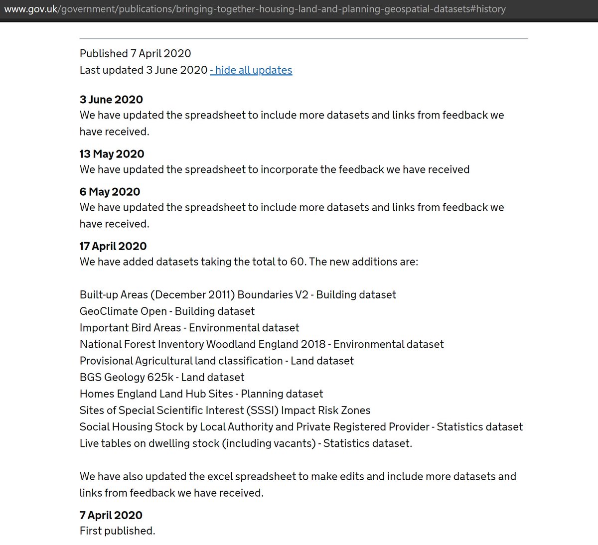 steven4320555's tweet image. New update of the Guidance on &amp;lt;Bringing together housing, land and planning geospatial datasets&amp;gt;

gov.uk/government/pub…

A list of 355 datasets, with information on data owner, licence the links. #DataDiscoverability #FAIR #Geo6 

&amp;lt;Housing, Land &amp;amp; Planning Datasets&amp;gt;