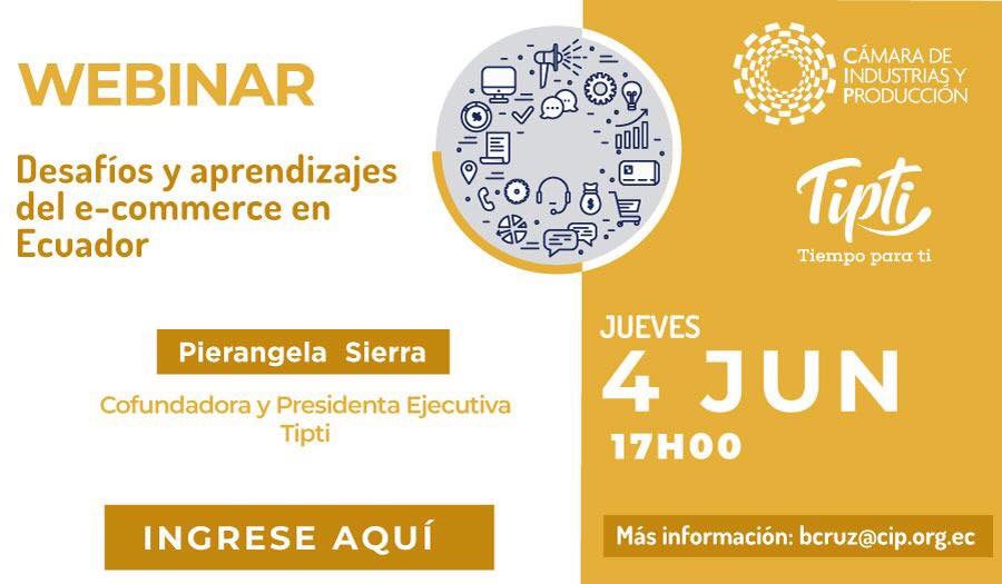 TiptiMarket's tweet image. Únete al Webinar junto a nuestra CEO Pierangela Sierra el día jueves 4 de junio a las 5PM donde conocerás sobre los desafíos y aprendizajes de e-commerce en Ecuador. Entra a este link para unirte ▶️ us02web.zoom.us…/register/WN_REKl88rKTQ2zJ8xKIJEctQ
#Tipti  #E-commerce