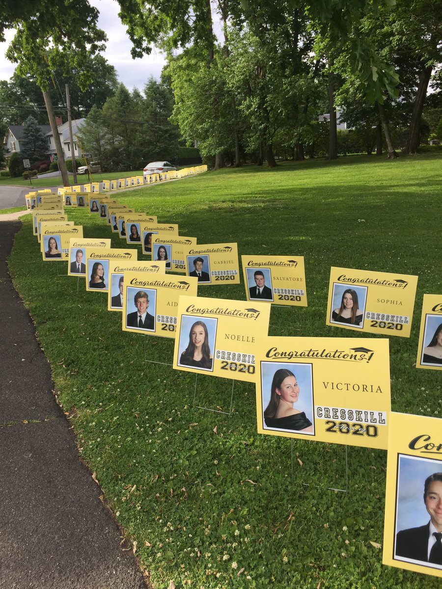 What an impressive sight to see all of our Class of 2020 graduate signs! Thank you to our generous parents and community leaders who spearheaded this effort! #CresskillPride <a href="/CresskillMSHS/">Cresskill MS/HS</a> <a href="/CresskillBOE/">Cresskill Schools</a>