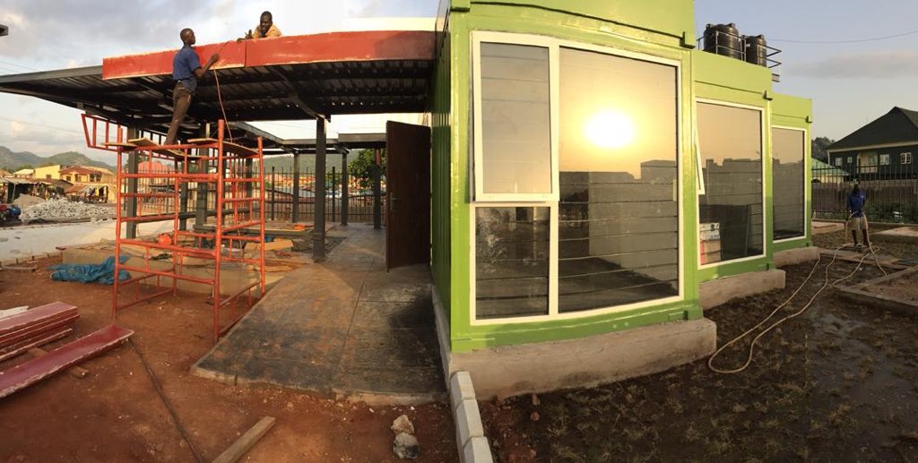 Rear view .. interlocking works and branding