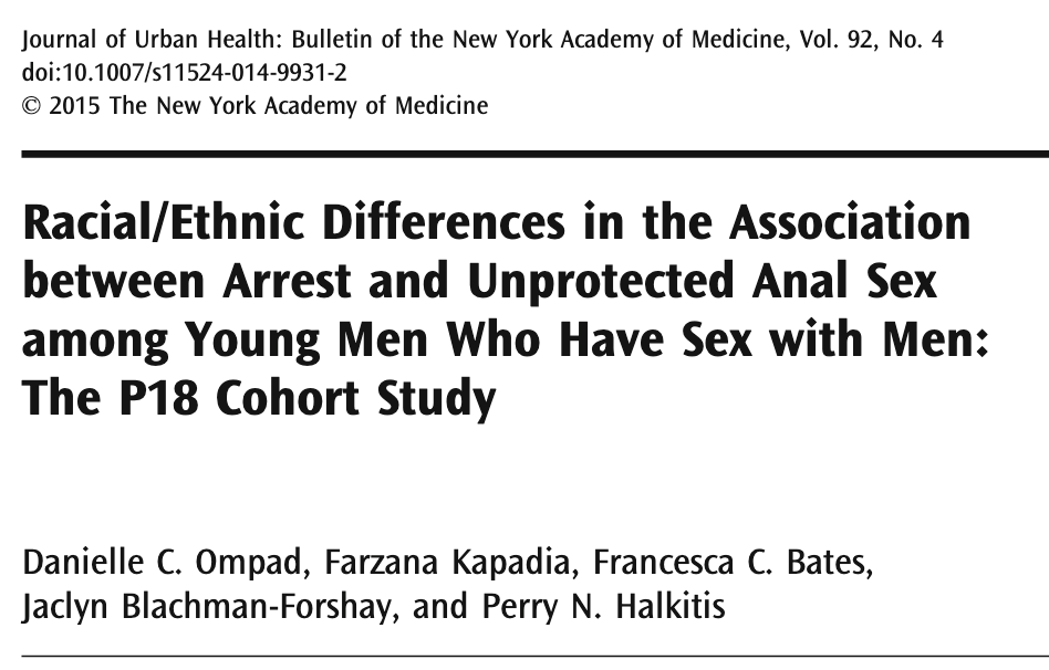 20/ "Blacks/Latinos were significantly more likely to have been arrested and incarcerated [but] There were no significant differences in a circumscribed set illegal behaviors (i.e., sex for money or drugs, selling drugs) by race."