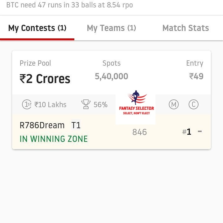 FantasySelector's tweet photo. Won Mega GL🤑😍✅ https://t.co/zd0NYuBnLt
