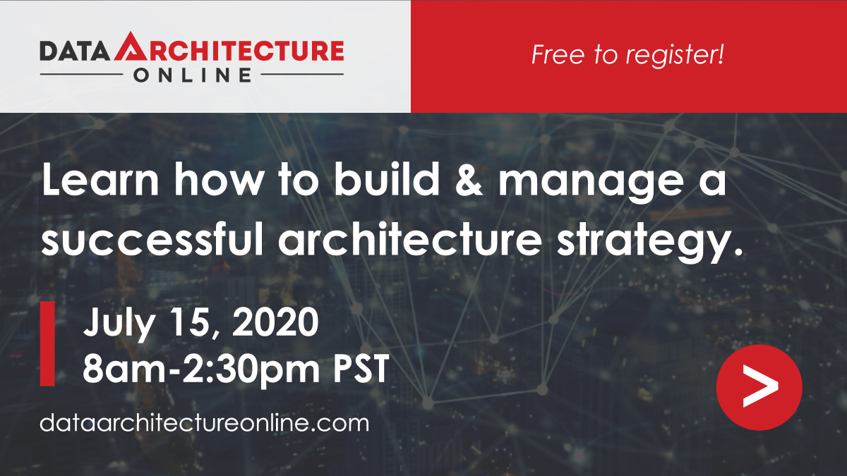 Dataversity's tweet image. The annual Data Architecture Online event covers key strategies and technologies you need to know in order to build and manage your #DataArchitectures. #DAOnline

Register today: dataarchitectureonline.com
