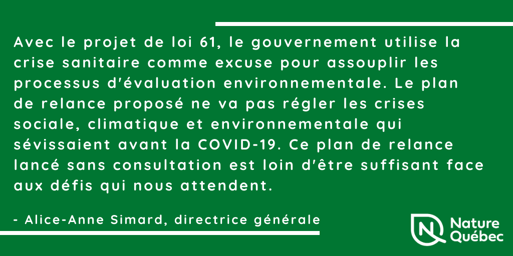 Réaction de Nature Québec au #PL61
<a href="/AShields_Devoir/">Alexandre Shields</a> <a href="/ThomasGerbet/">Thomas Gerbet</a> <a href="/JTLeveille_LP/">Jean-Thomas Léveillé</a> <a href="/PatBellerose/">Patrick Bellerose</a> <a href="/Mathieu_Dion/">Mathieu Dion</a> <a href="/leblancetienne/">Etienne Leblanc - leblancetienne.bsky.social</a> @Marie_Montpetit <a href="/SylvainGaudrea2/">Sylvain Gaudreault</a> <a href="/RubaGhazalQS/">Ruba Ghazal</a> 
#assnat #polqc #covid19 #covid-19