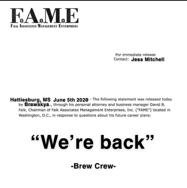 BrewskysHatti's tweet photo. We’re Back.

See you June 5th!! https://t.co/WWlT0Z2hEh