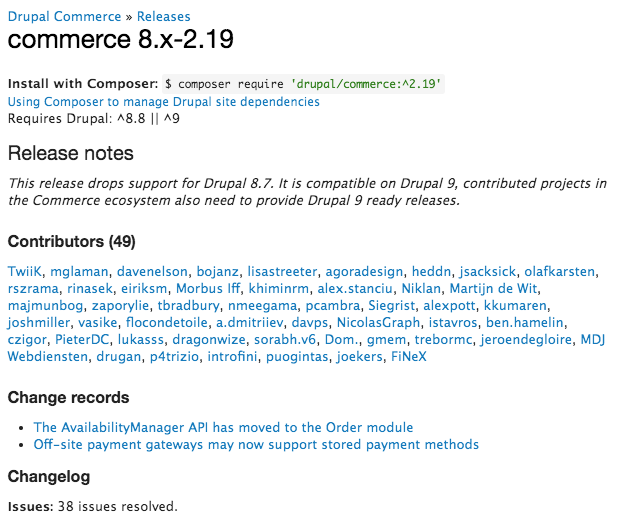CentarroHQ's tweet image. We&apos;re joining the community to #CelebrateDrupal with a fresh Commerce 2.19 release. 🥳

It adds multiple promotion features, expands order logging and multiple core APIs, and is fully compatible with Drupal 9 (along with all of its dependent modules). 

➡️ drupal.org/project/commer…