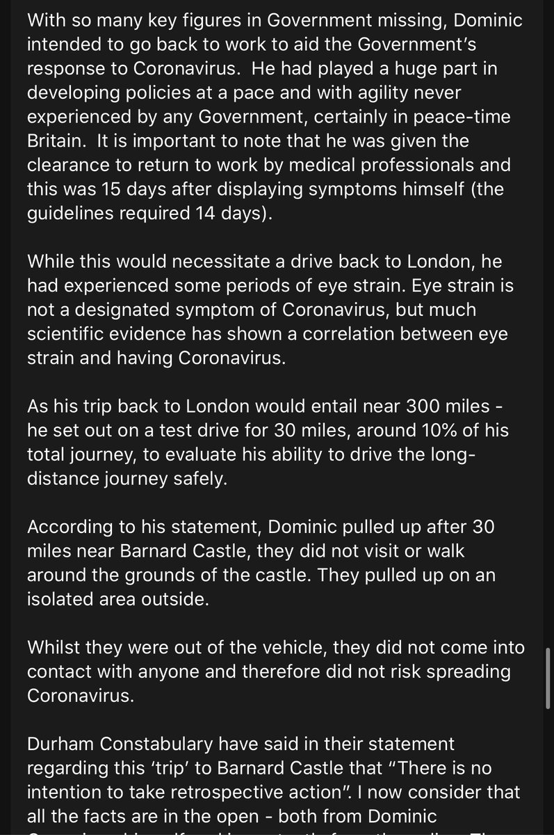jamestomaslong's tweet photo. Hi @CopelandTories, would you mind asking our MP Trudy Harrison for the evidence she mentions in her email to me regarding eye strain and Covid-19? Also why is it relevant I know how nice Dominic Cummings is? Also it was 60 miles BOTH WAYS or 20% of his journey. Facts matter https://t.co/ByCqvLMN6r